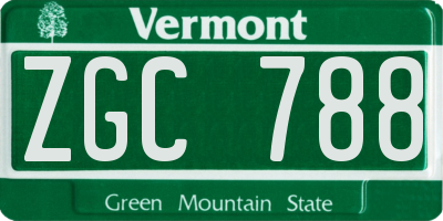 VT license plate ZGC788
