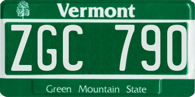 VT license plate ZGC790