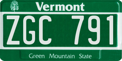 VT license plate ZGC791