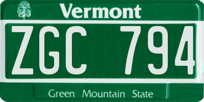 VT license plate ZGC794