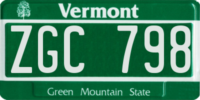 VT license plate ZGC798
