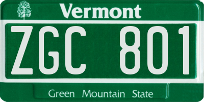 VT license plate ZGC801