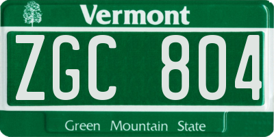 VT license plate ZGC804