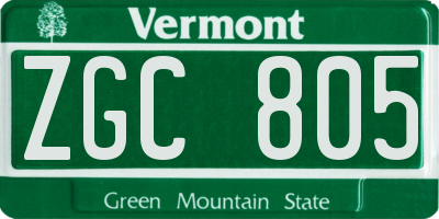 VT license plate ZGC805