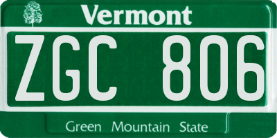 VT license plate ZGC806