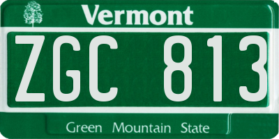 VT license plate ZGC813