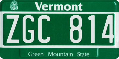 VT license plate ZGC814