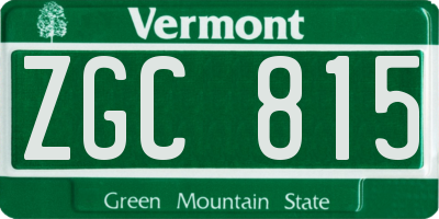 VT license plate ZGC815