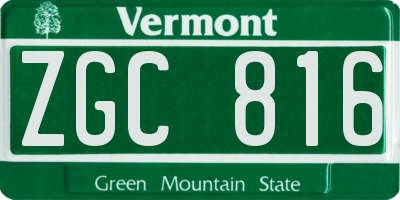 VT license plate ZGC816