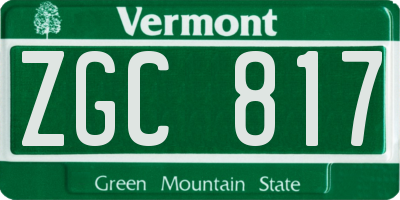 VT license plate ZGC817
