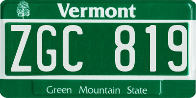 VT license plate ZGC819