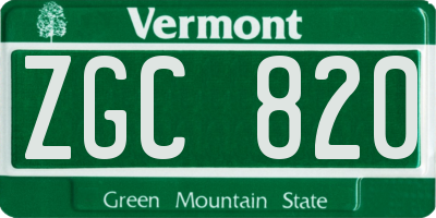 VT license plate ZGC820