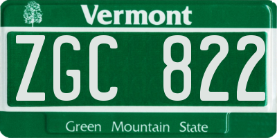 VT license plate ZGC822