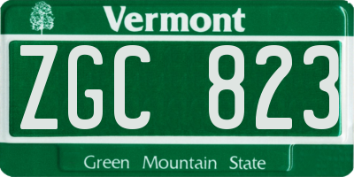 VT license plate ZGC823