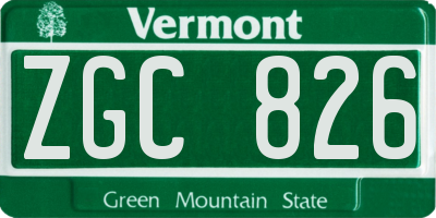 VT license plate ZGC826
