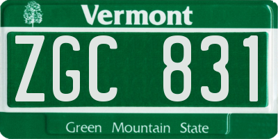 VT license plate ZGC831