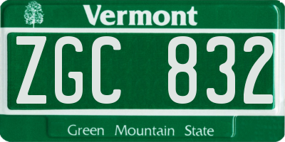 VT license plate ZGC832