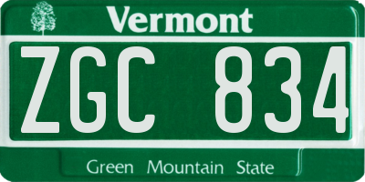 VT license plate ZGC834