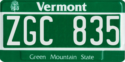 VT license plate ZGC835