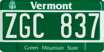 VT license plate ZGC837