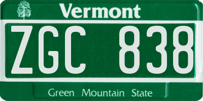 VT license plate ZGC838