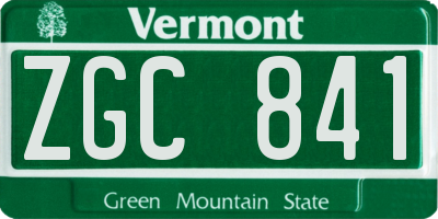 VT license plate ZGC841