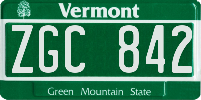 VT license plate ZGC842