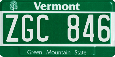 VT license plate ZGC846