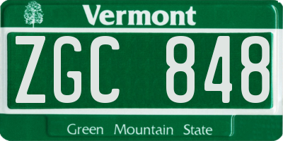 VT license plate ZGC848