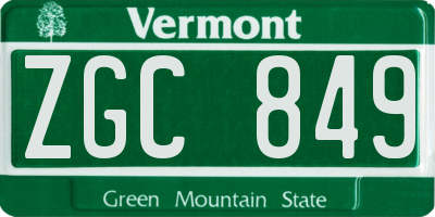VT license plate ZGC849