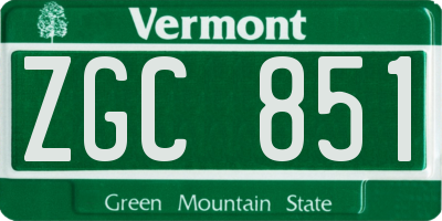 VT license plate ZGC851