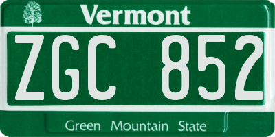 VT license plate ZGC852