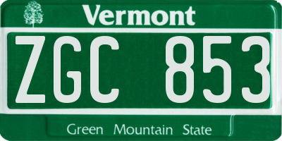 VT license plate ZGC853