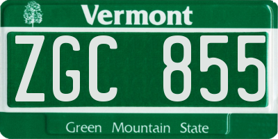VT license plate ZGC855