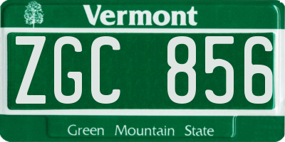 VT license plate ZGC856