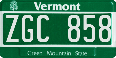 VT license plate ZGC858