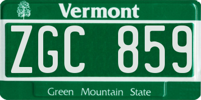 VT license plate ZGC859