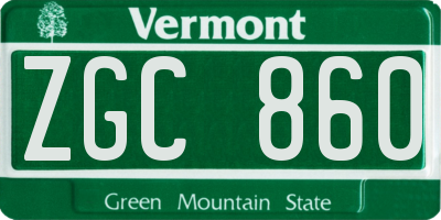 VT license plate ZGC860