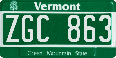 VT license plate ZGC863