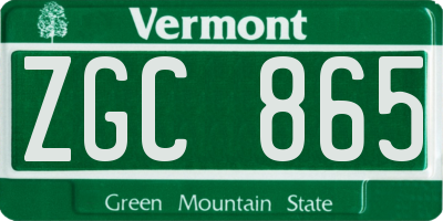 VT license plate ZGC865