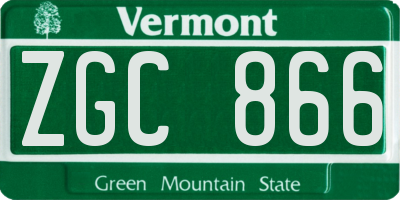VT license plate ZGC866