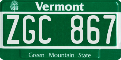 VT license plate ZGC867
