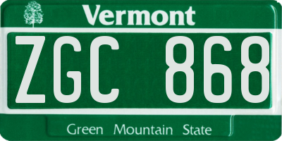VT license plate ZGC868