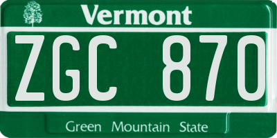 VT license plate ZGC870