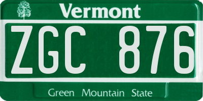 VT license plate ZGC876
