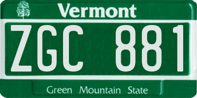 VT license plate ZGC881