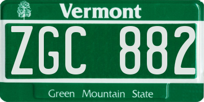 VT license plate ZGC882