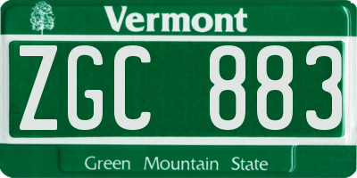 VT license plate ZGC883