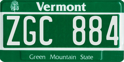 VT license plate ZGC884