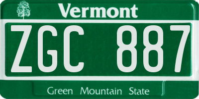 VT license plate ZGC887